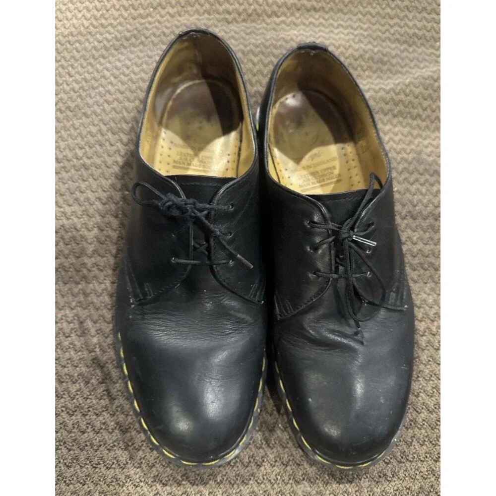 Dr Martens Vintage Made England Black Leather Shoes Mens UK10 US11 Air Sole